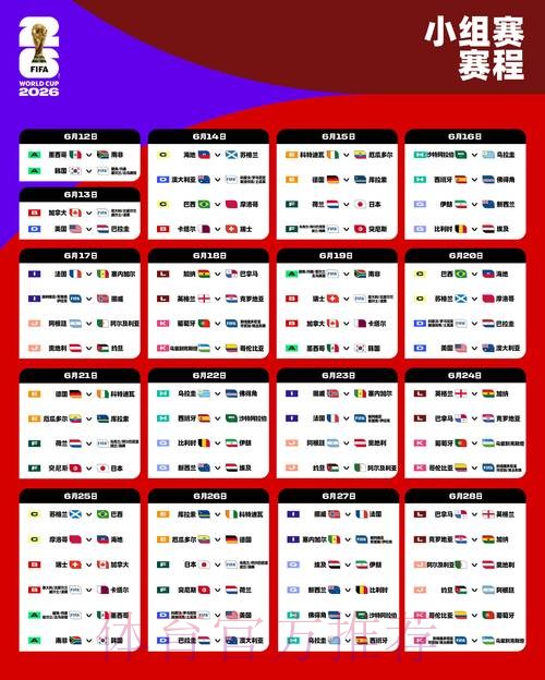 2026世界杯小组赛赛程实时更新比赛时间表怎么查