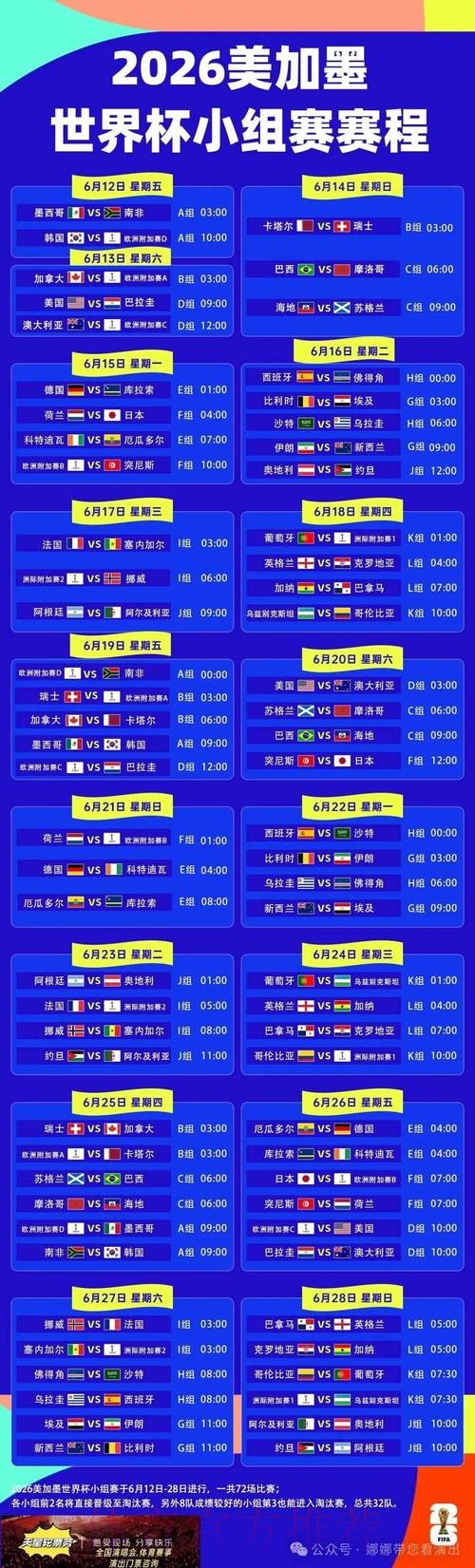 2026世界杯每日赛程中国时间最新时间表怎么看 2026世界杯每日赛程中国时间最新时间表怎么看
